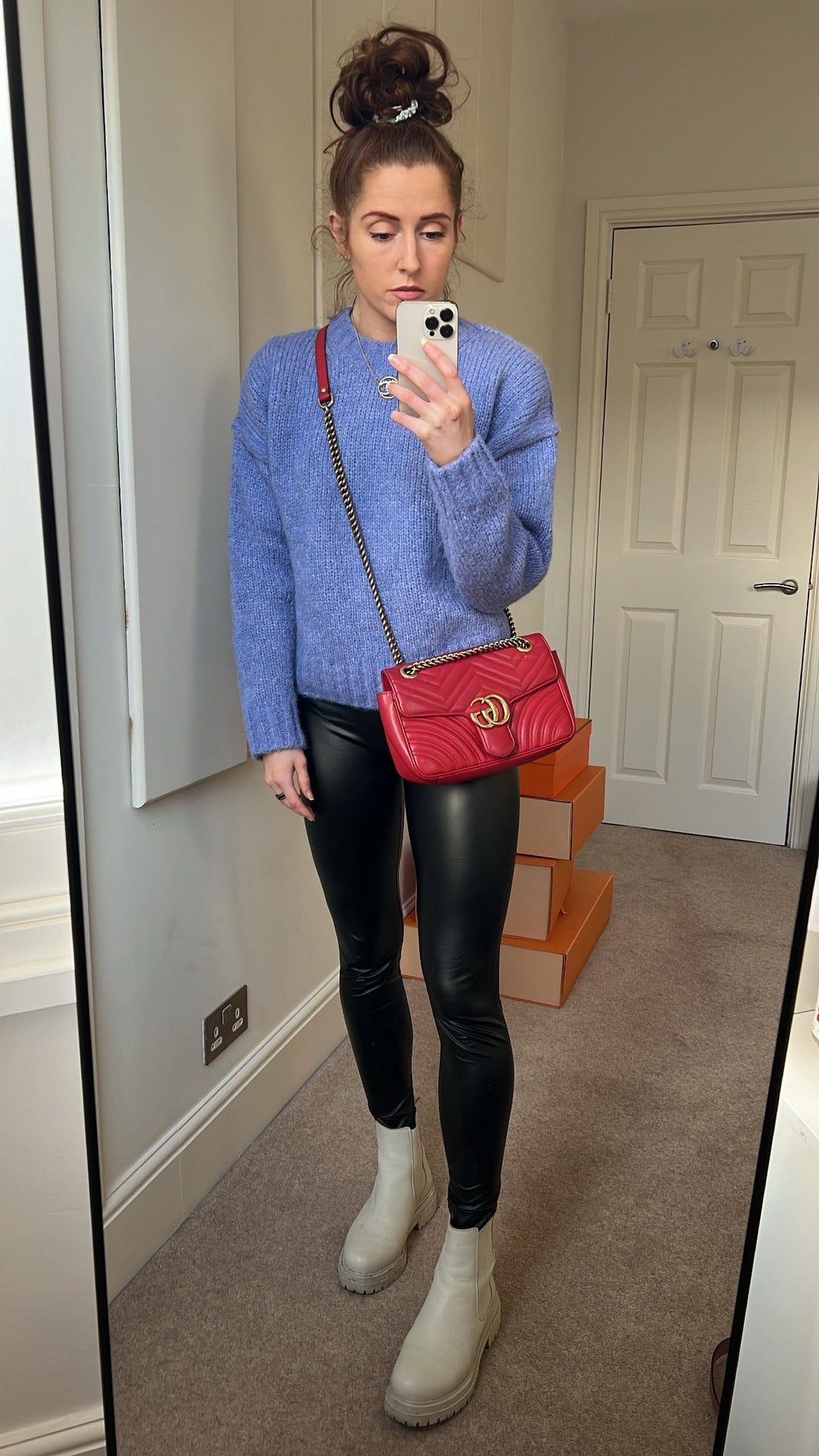 Gucci GG Hibiscus Red Marmont Small Shoulder Bag