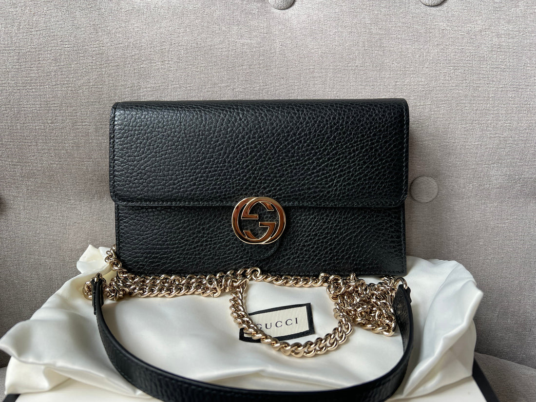 Gucci Black Interlocking Chain Wallet