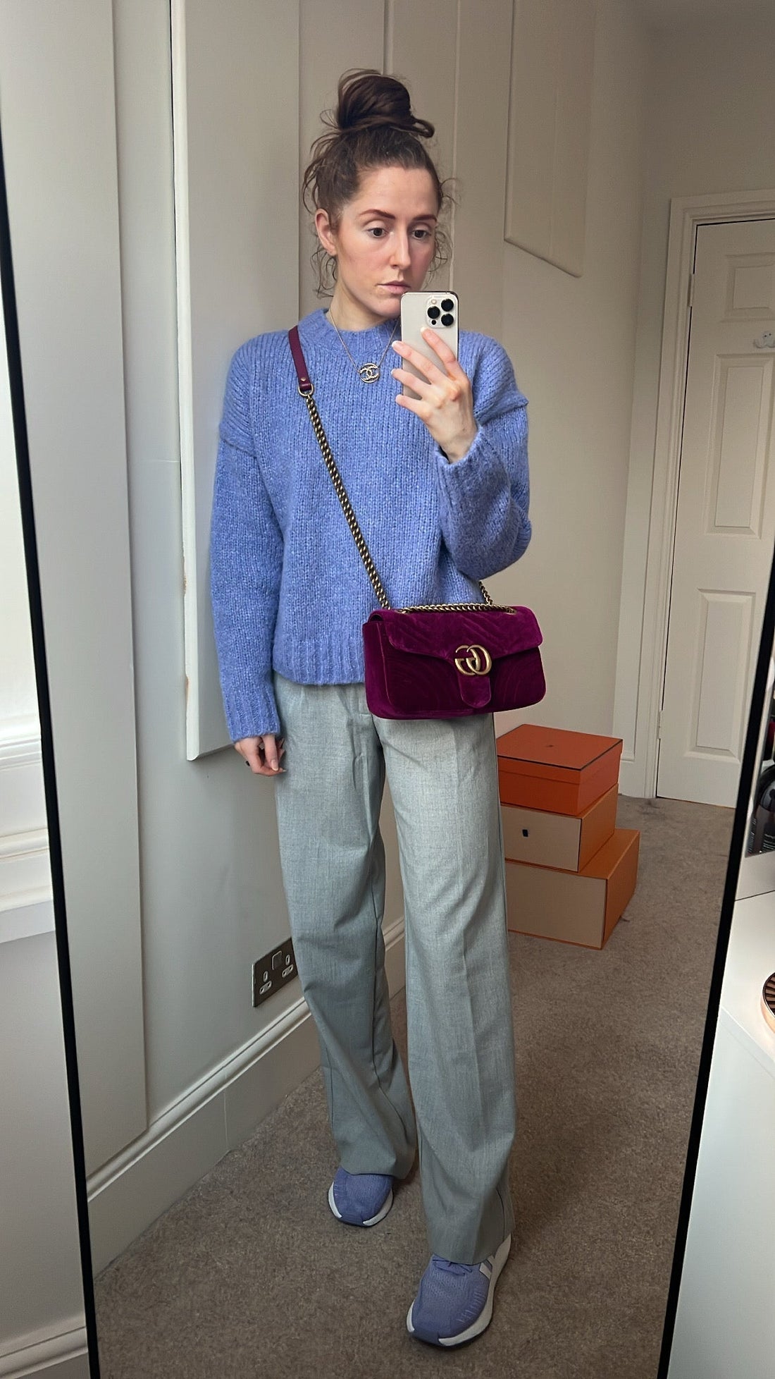 Gucci GG Fuschia Velvet tMarmont Small Shoulder Bag (RRP £1490)