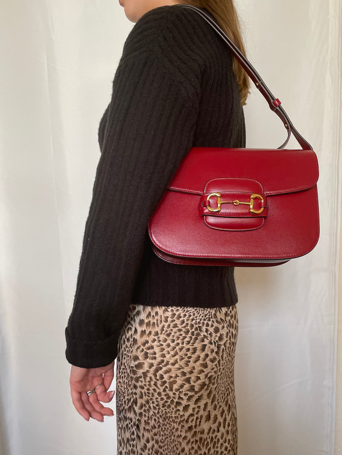 Gucci Horsebit 1955 Shoulder Bag Red Leather