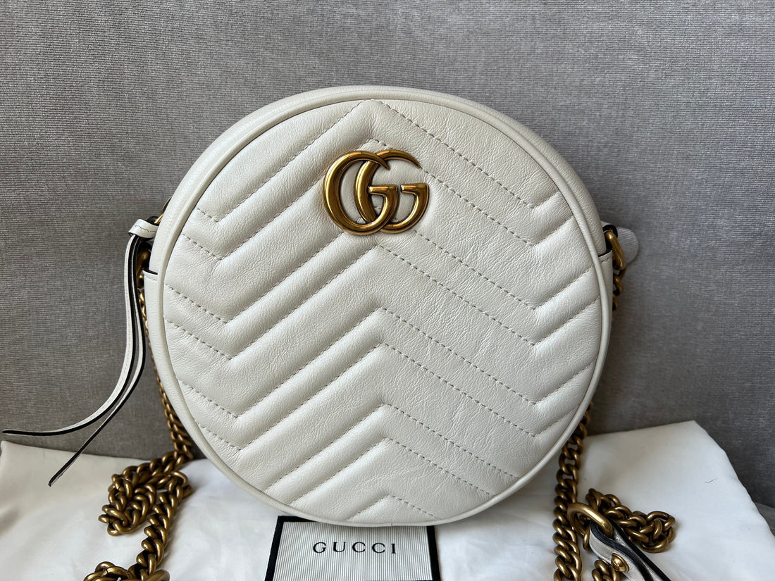 Gucci GG Round White Marmont Small Shoulder Bag (RRP £1,160)