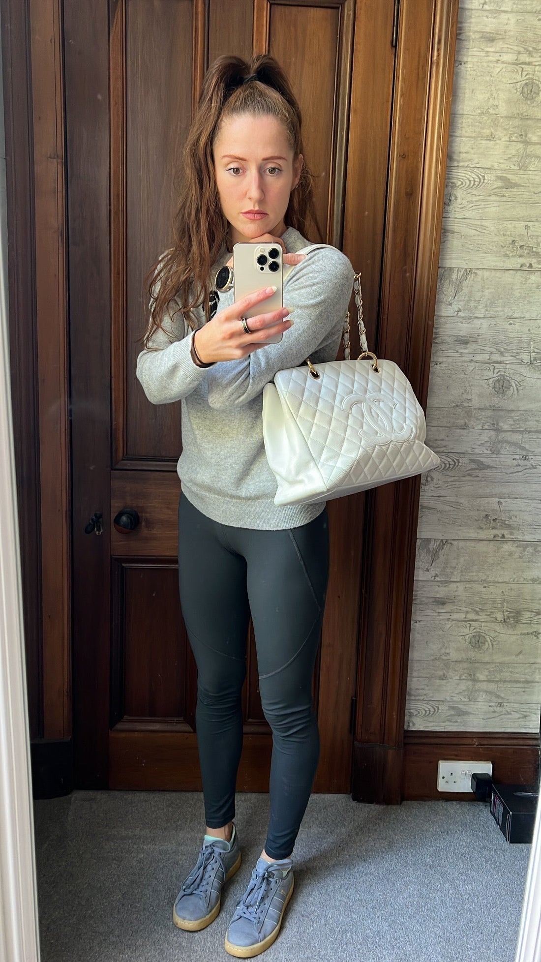 Chanel White Caviar Grand Shopper Tote (GST)