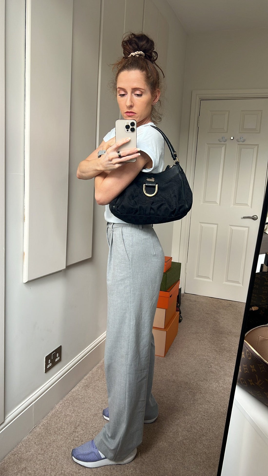 Gucci GG Canvas Small Black Abbey D Ring Hobo