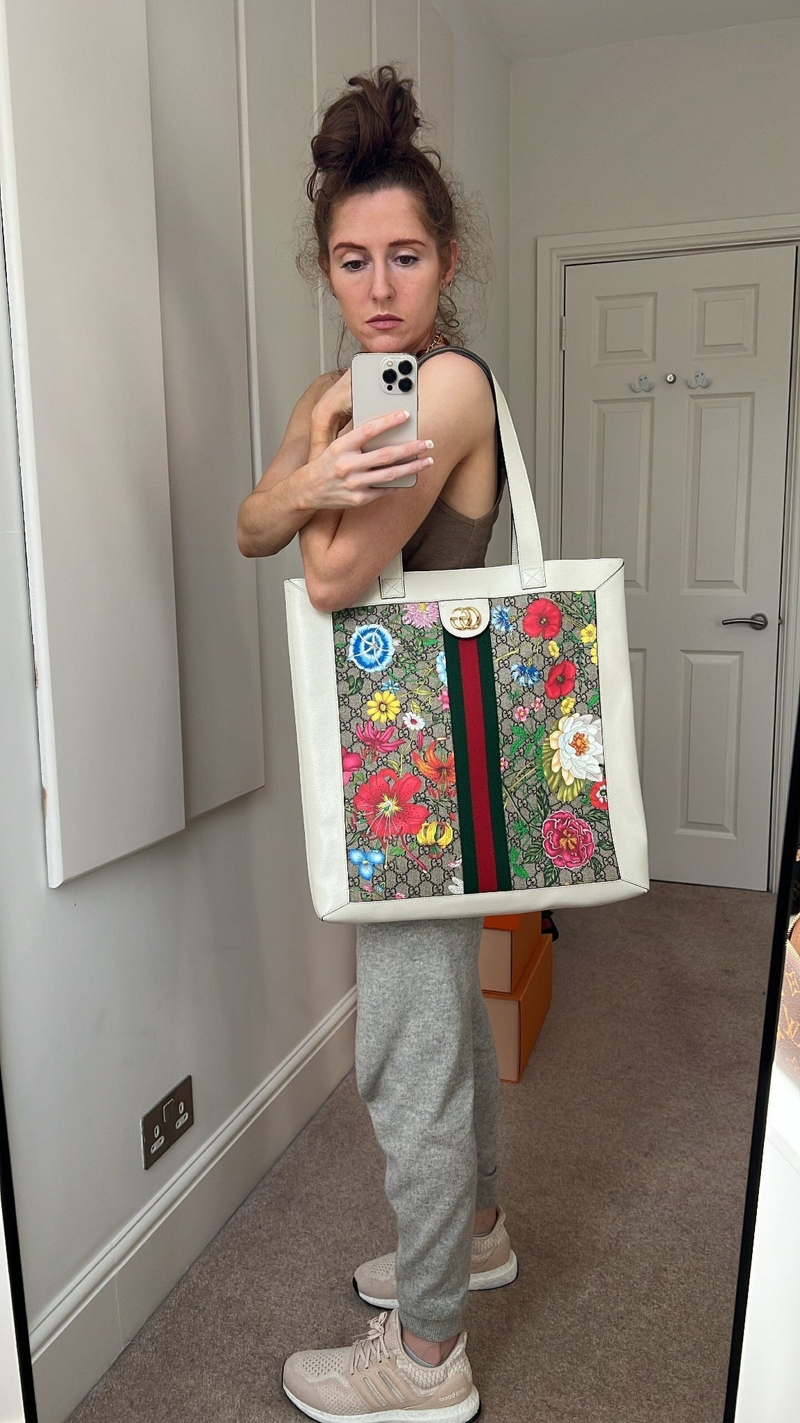 Gucci White Monogram Canvas Flora Large Ophidia Shopping Tote (RRP £1,250)