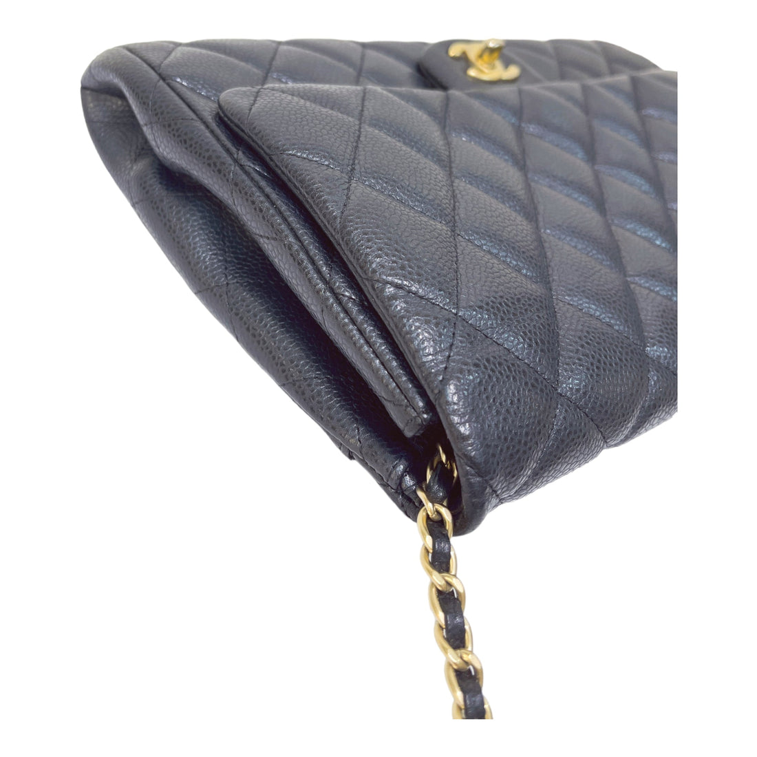 Chanel Quilted Clutch with Chain Lambskin Black Silver Hardware