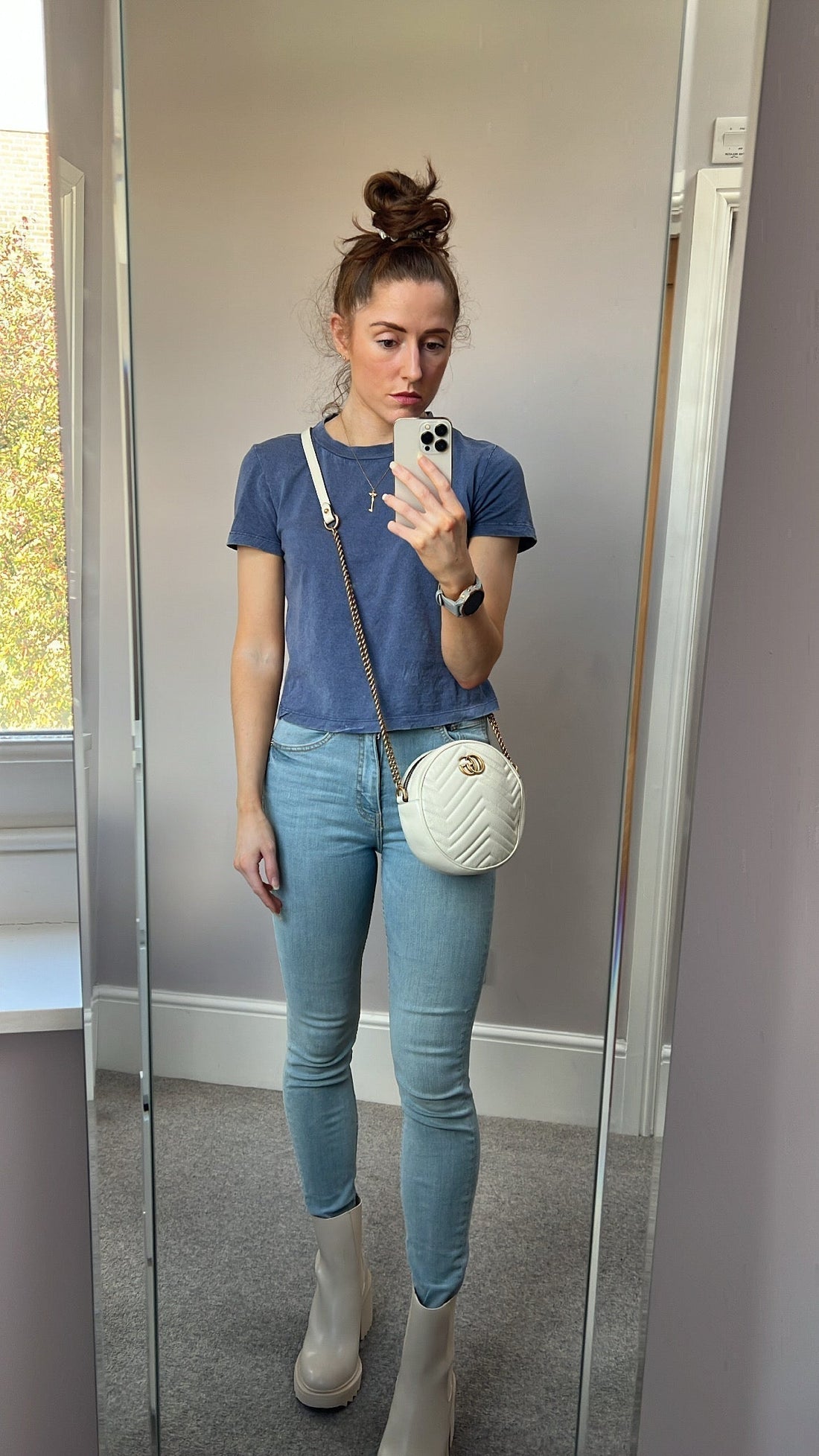 Gucci GG Round White Marmont Small Shoulder Bag