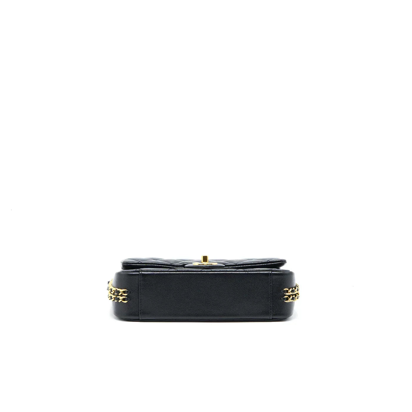 CHANEL 23C MINI FLAP BAG WITH CC LOGO CHAIN GRAINED CALFSKIN BLACK