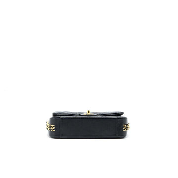 CHANEL 23C MINI FLAP BAG WITH CC LOGO CHAIN GRAINED CALFSKIN BLACK