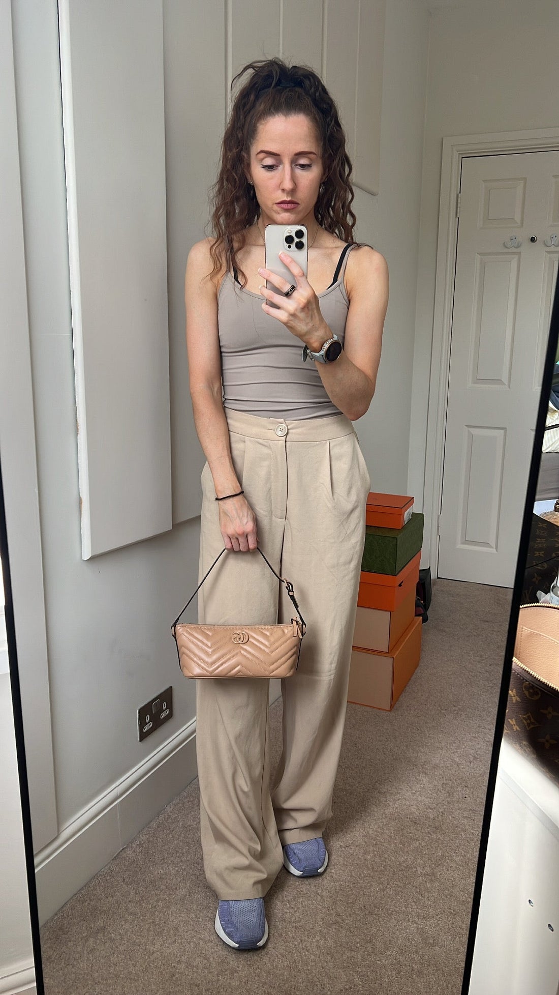 Gucci GG Rose Beige Marmont Shoulder Bag