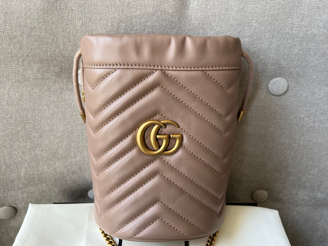 Gucci GG Dusty Pink Marmont GG Mini Bucket Bag (RRP £825)