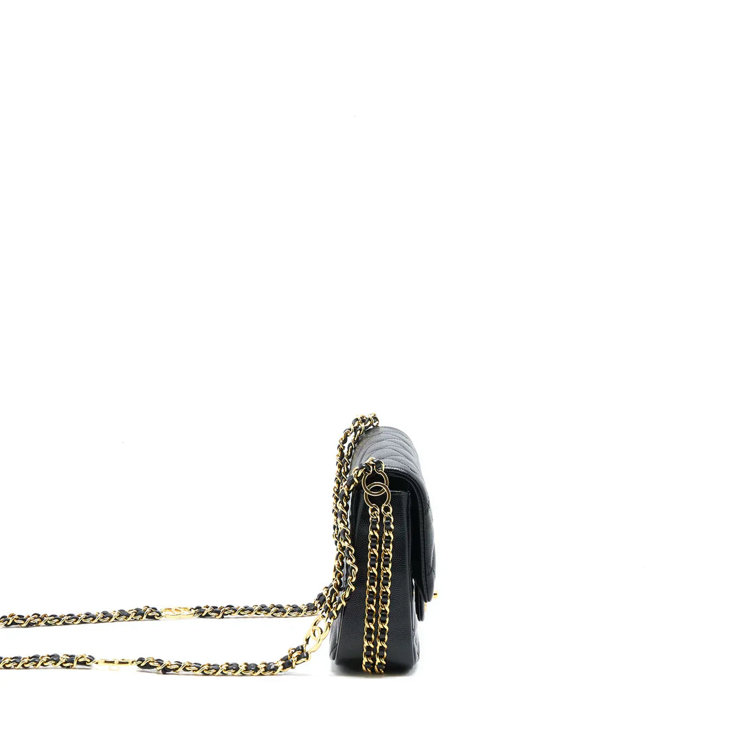 CHANEL 23C MINI FLAP BAG WITH CC LOGO CHAIN GRAINED CALFSKIN BLACK