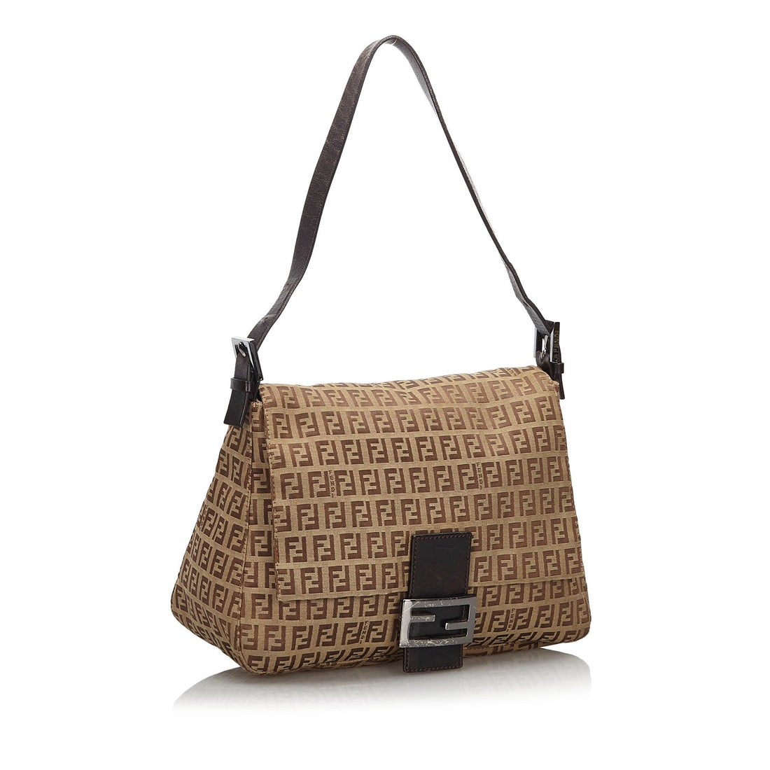 Fendi Brown Beige Canvas Fabric Zucchino Mamma Forever Italy