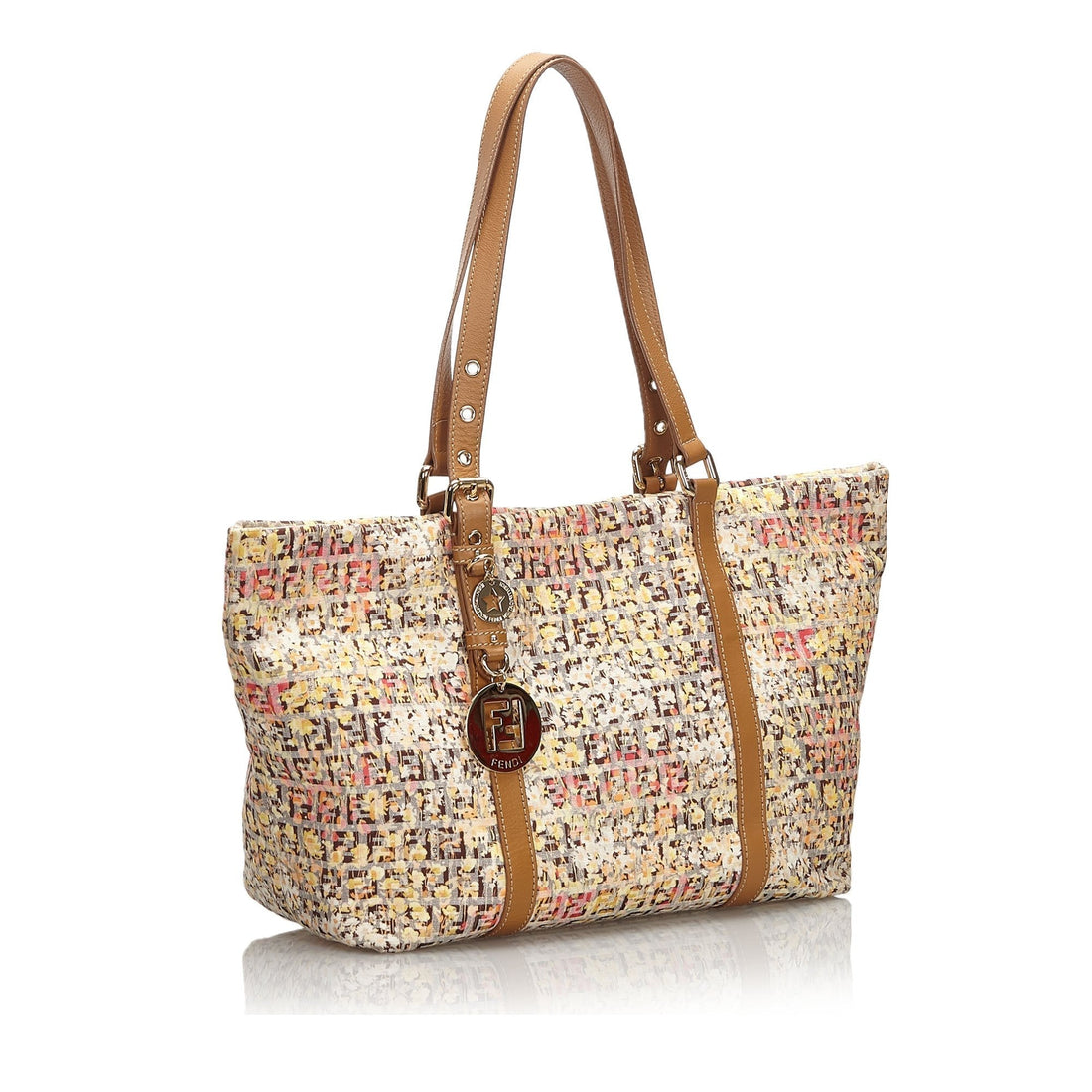 Fendi Brown Beige Canvas Fabric Zucchino Tote Bag Italy