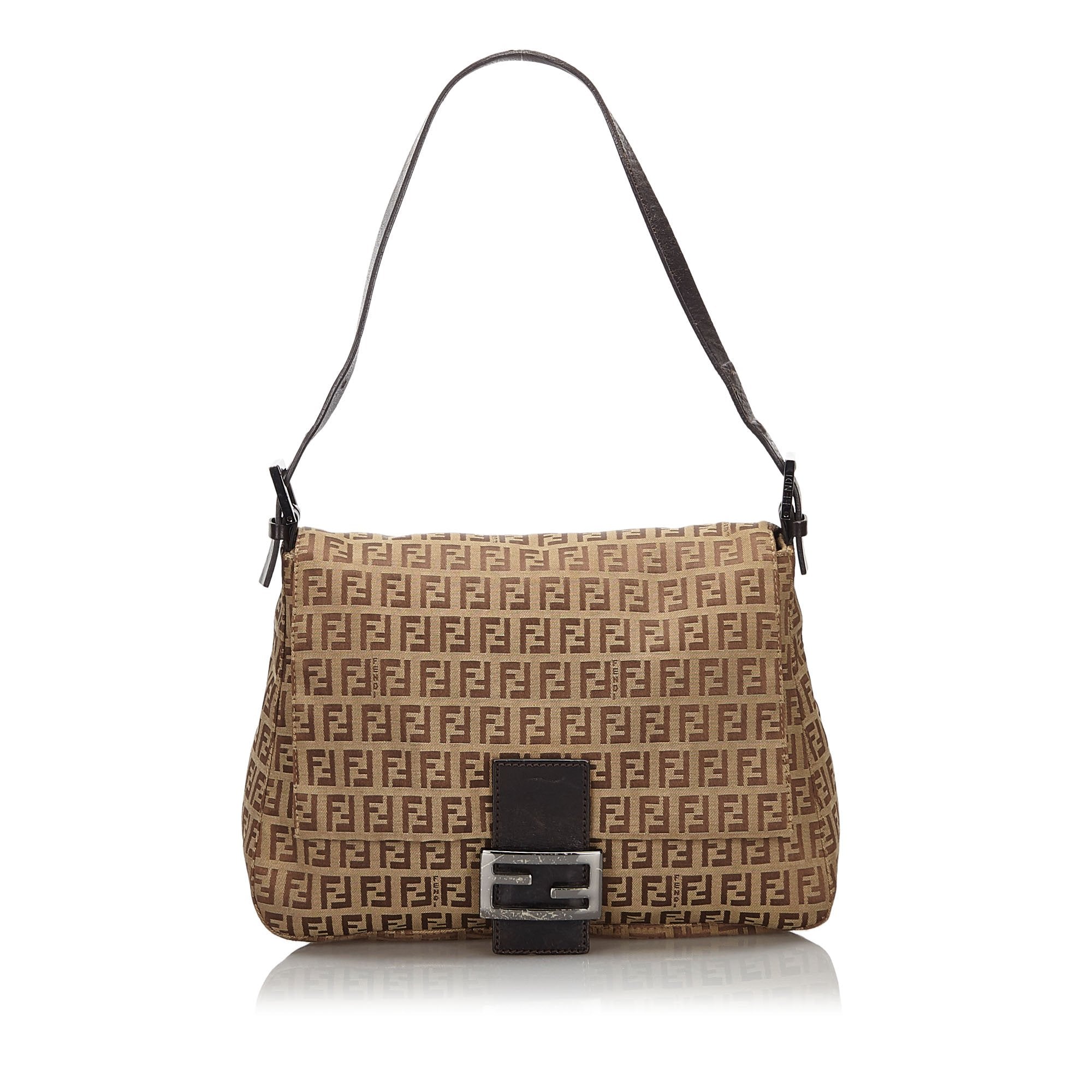 Fendi Brown Beige Canvas Fabric Zucchino Mamma Forever Italy