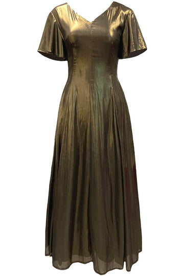 Limited Edition Gold Lina Flutter Sleeve Dress