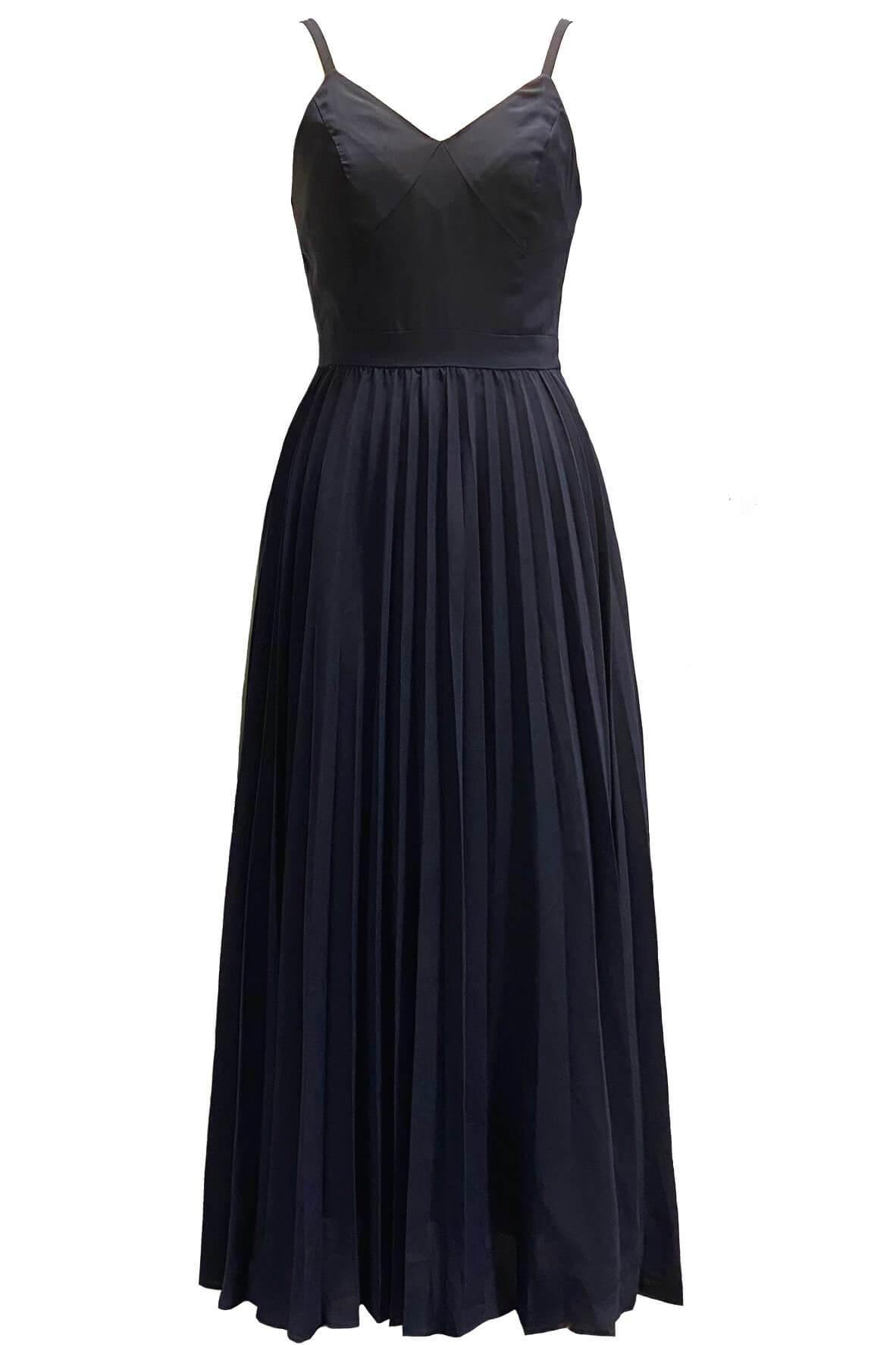 Navy Pleated Dress