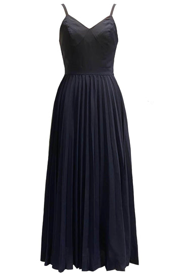 Navy Pleated Dress