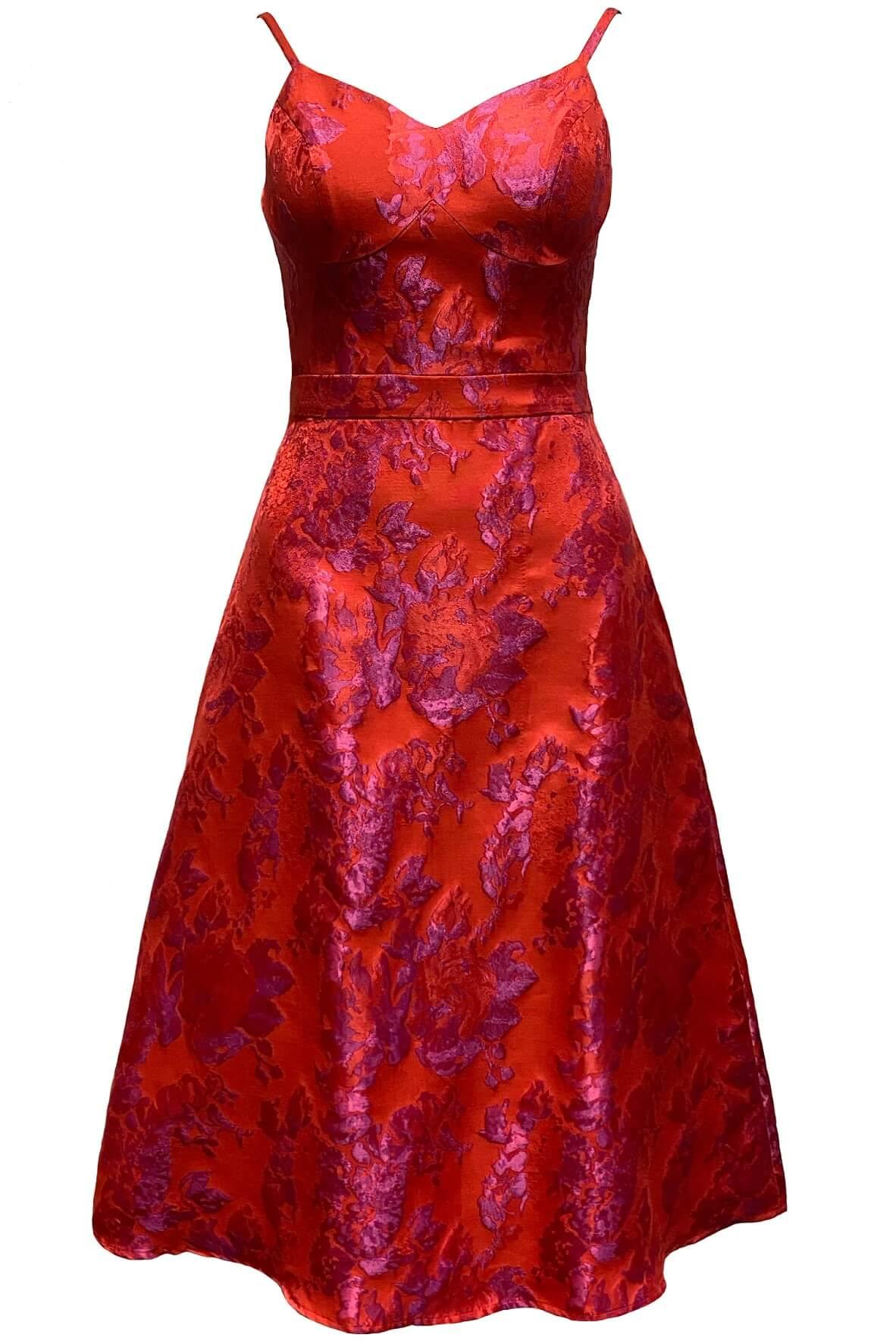 Red Jacquard Cami Dress