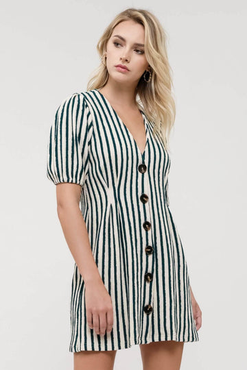 Striped Jersey Dress with Buttons