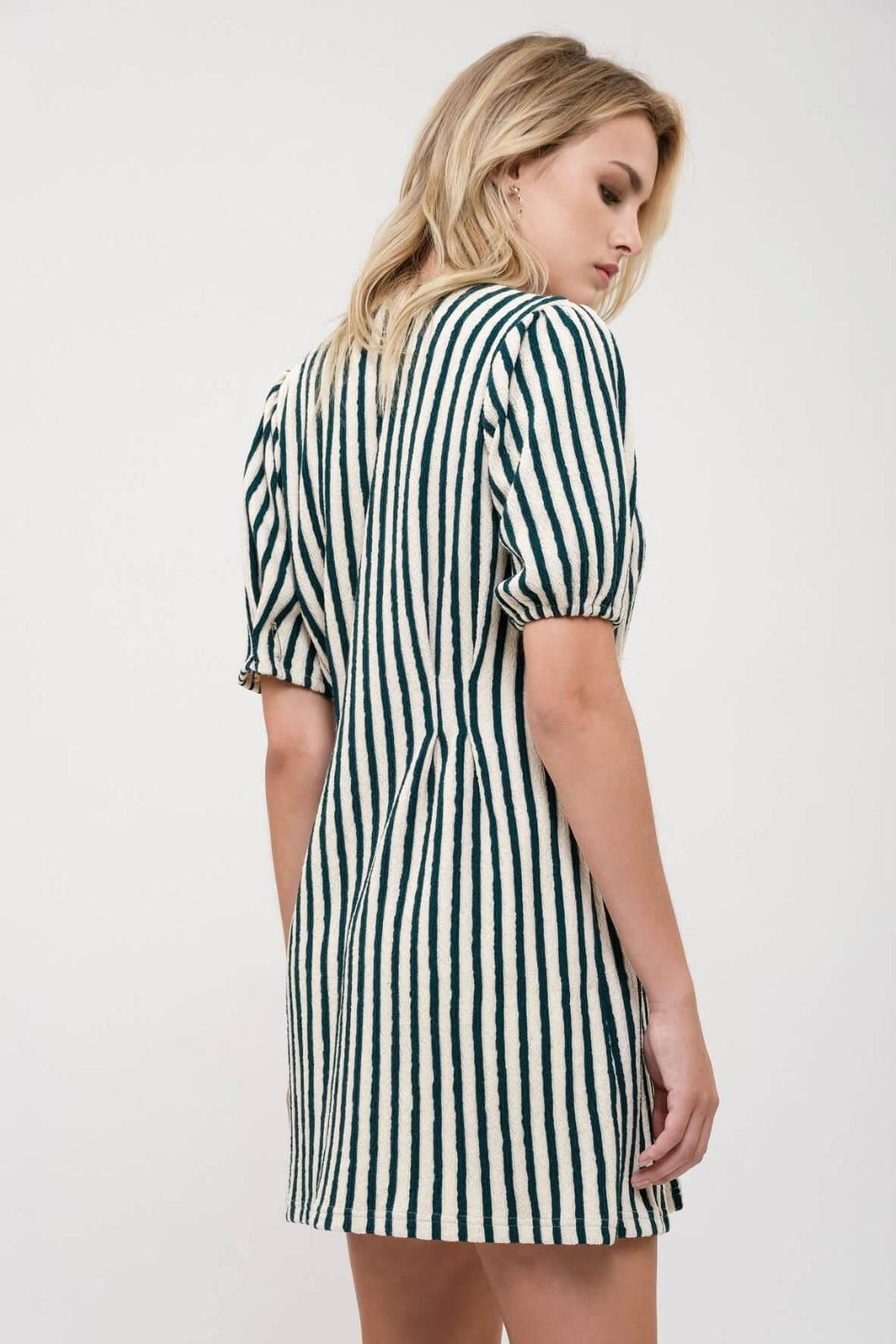 Striped Jersey Dress with Buttons