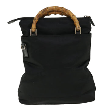 GUCCI Bamboo Hand Bag Nylon Black  ki2495