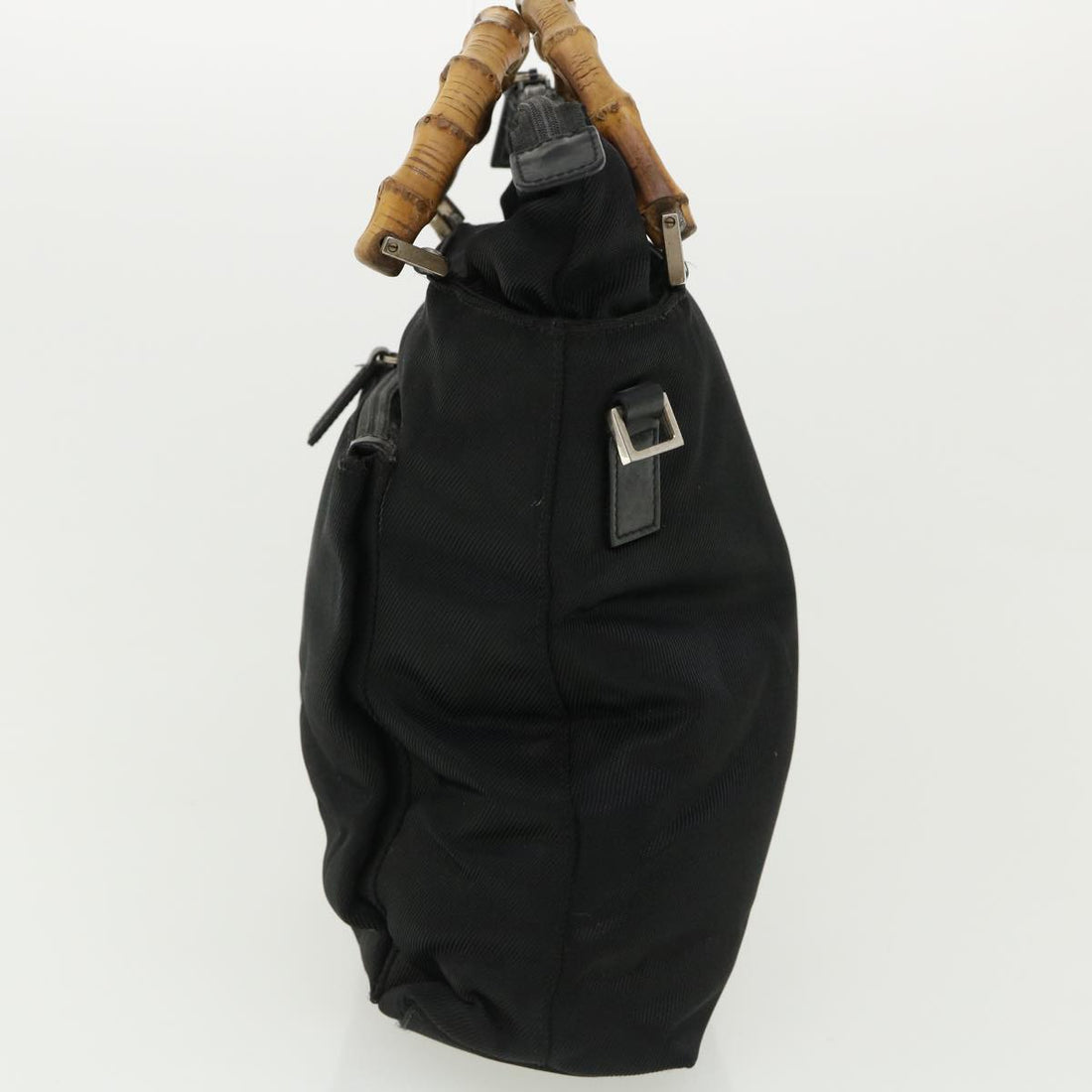 GUCCI Bamboo Hand Bag Nylon Black  ki2495
