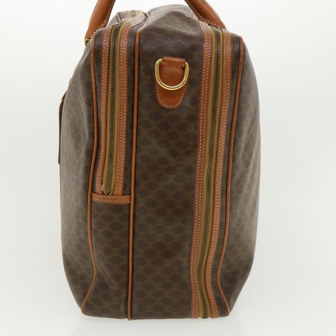 Celine Macadam Canvas Boston Bag PVC Leather 2way Brown  ki2707