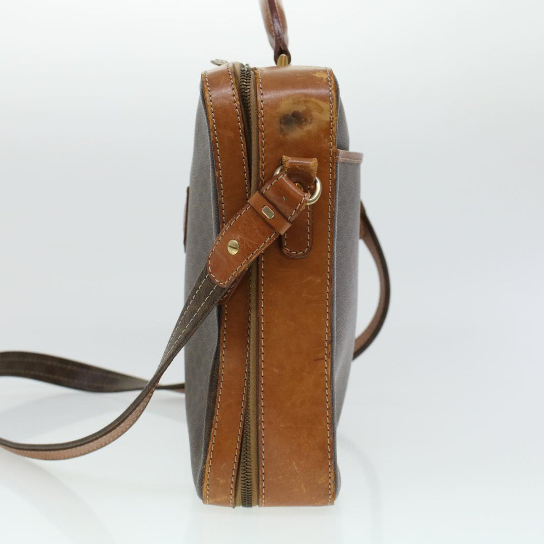 Celine Macadam Canvas Briefcase PVC Leather 2way Brown  ki3039