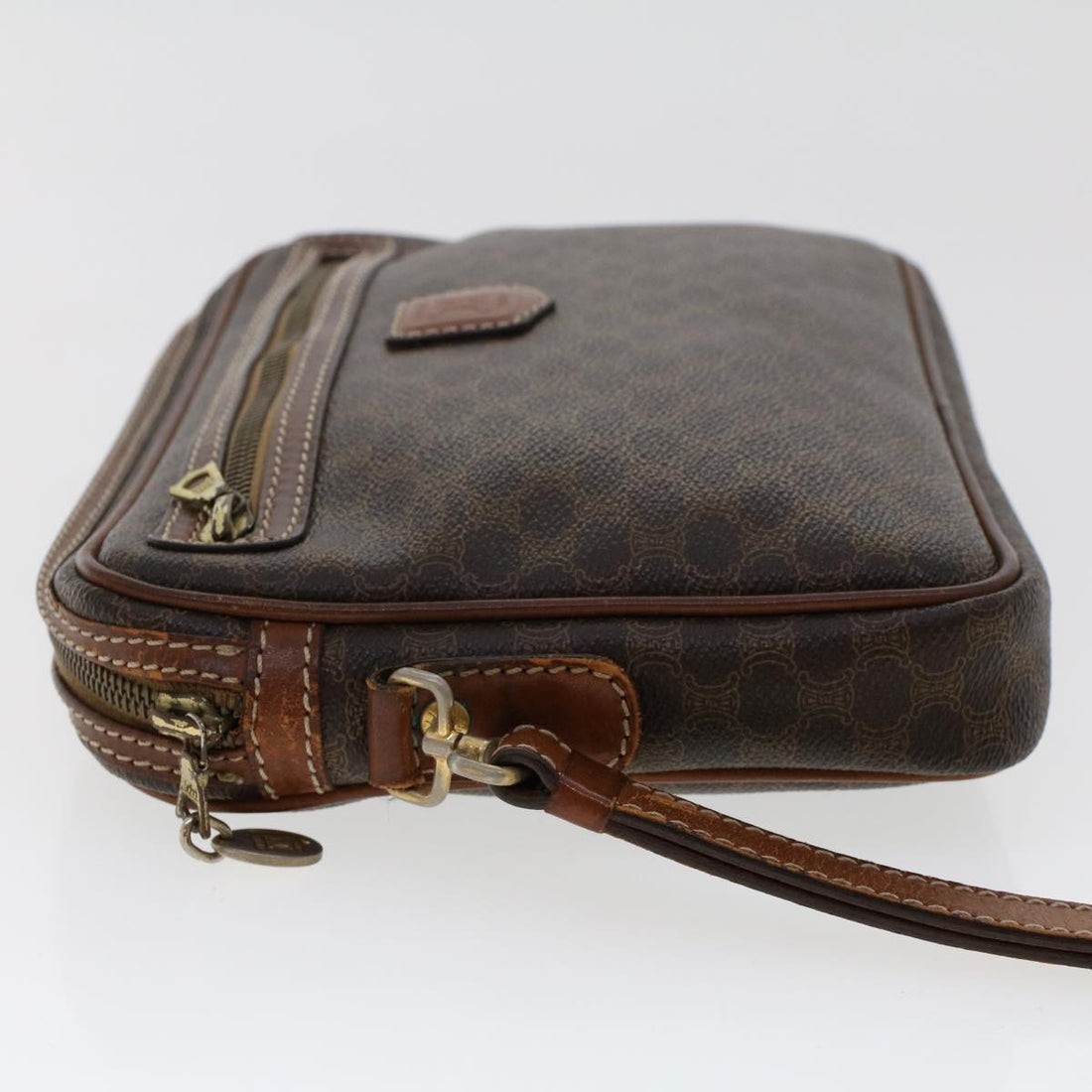 Celine Macadam Canvas Clutch Bag PVC Leather Brown  ki3150