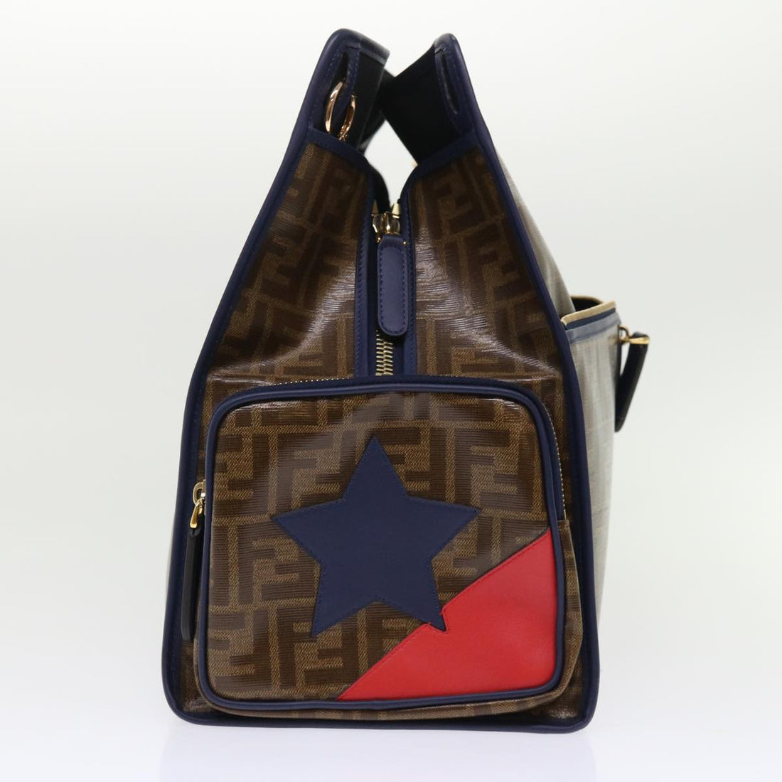 FENDI Zucca Canvas FILA Collaboration Peek A Boo Defender Bag Brown  ki3280