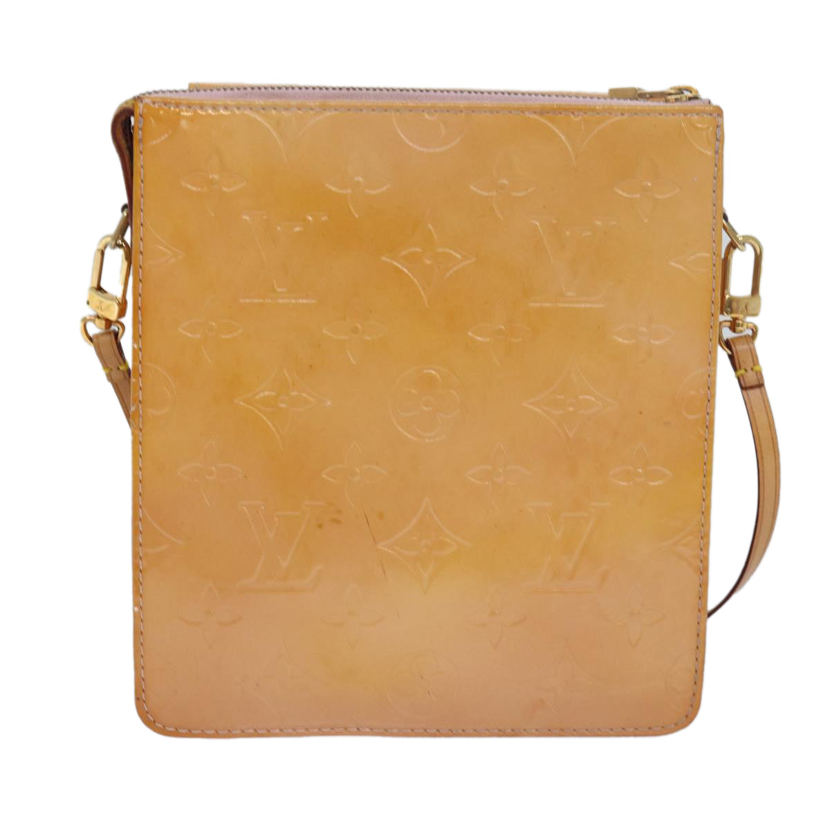 LOUIS VUITTON Monogram Vernis Motto Pouch Marshmallow Pink M91312 LV Auth ki4629