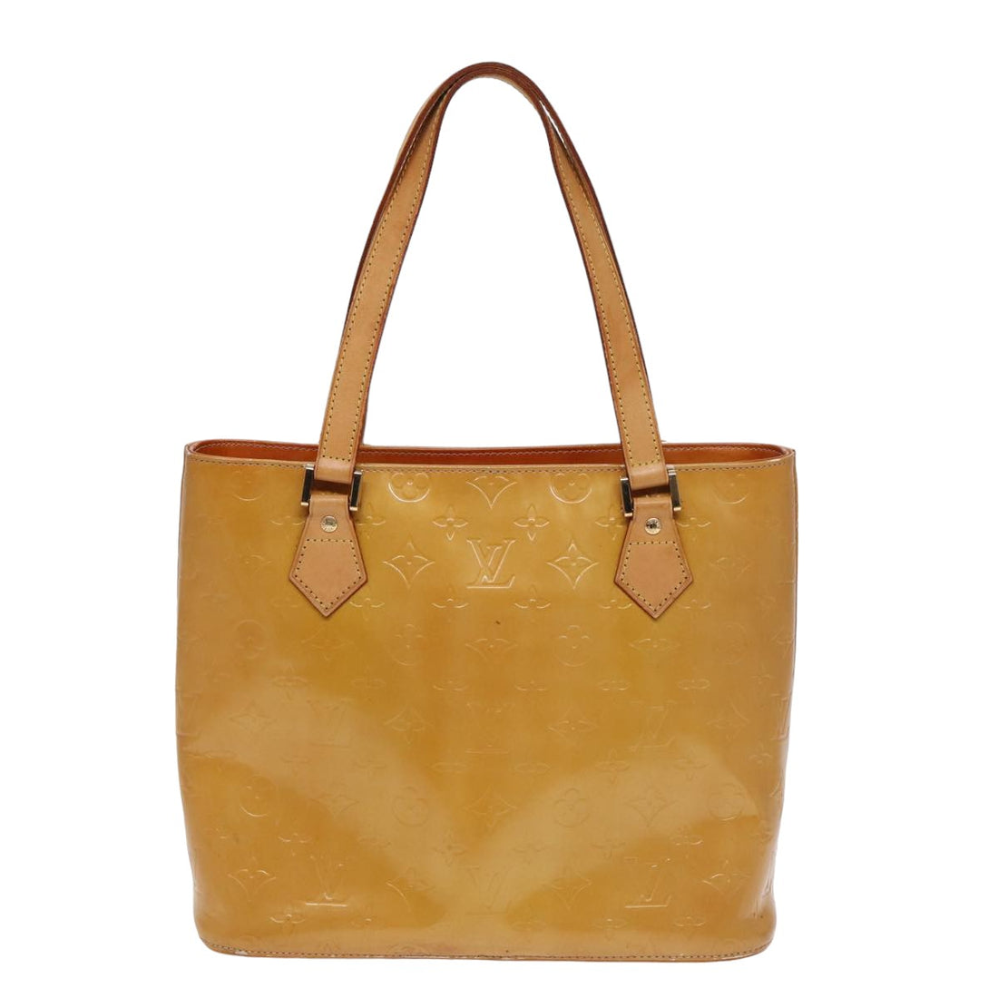 LOUIS VUITTON Monogram Vernis Houston Hand Bag Beige M91004 LV Auth ki4660
