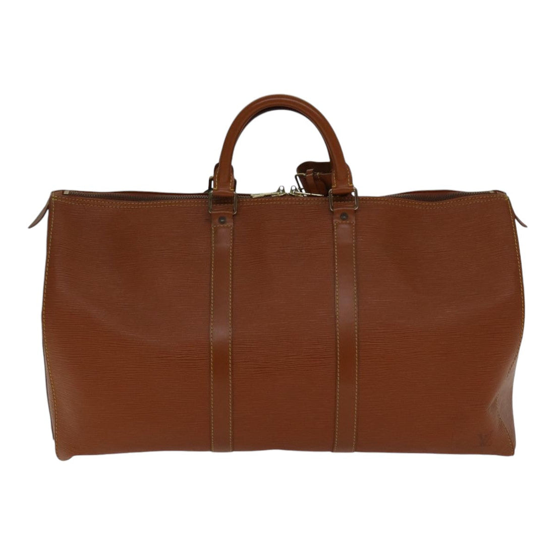 LOUIS VUITTON Epi Keepall 60 Boston Bag Brown Zipangu Gold M42948 LV Auth ki4860