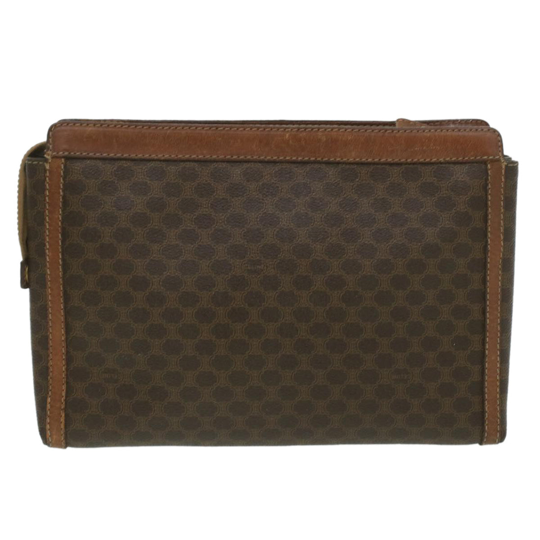 Celine Macadam Canvas Coin Purse Clutch Bag PVC Leather 2Set Brown  kk159