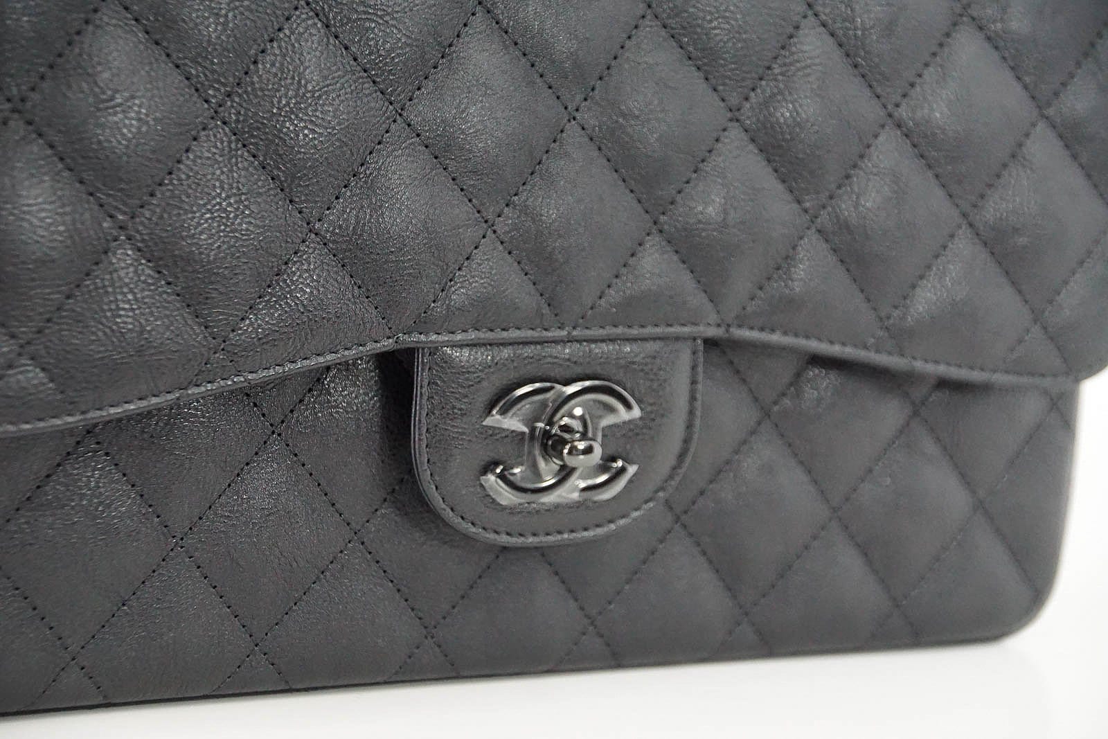 Chanel Bag Quilted So Black Jumbo Classic Double Flap Calfskin Limited Edition