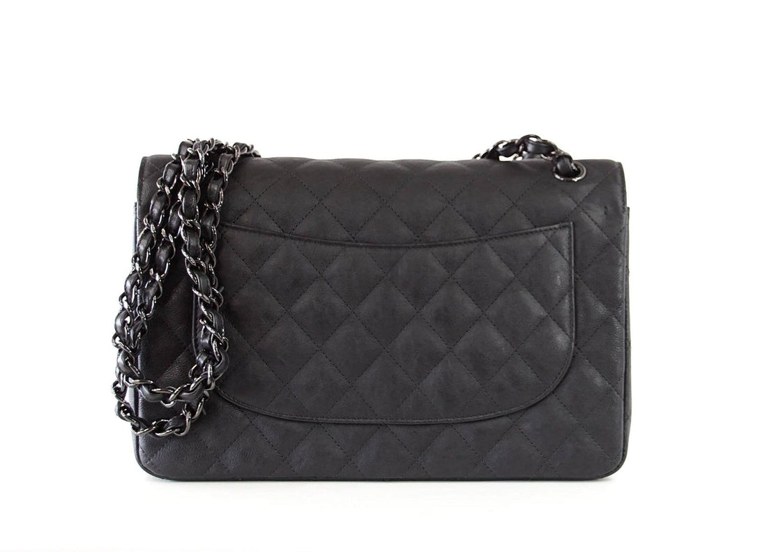 Chanel Bag Quilted So Black Jumbo Classic Double Flap Calfskin Limited Edition