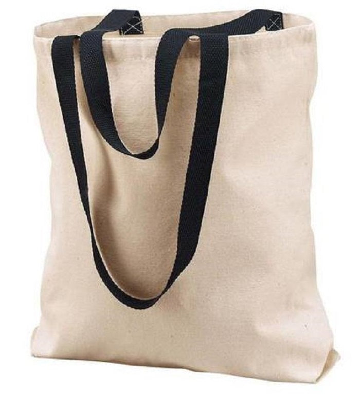 Tan Tote Bag with Black Handle