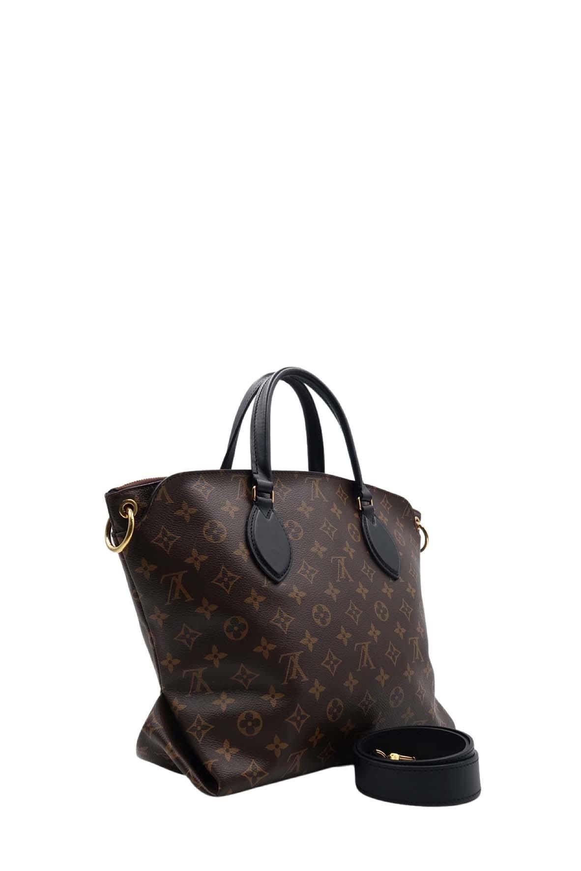 Monogram Flower Zip Tote MM Brown Black