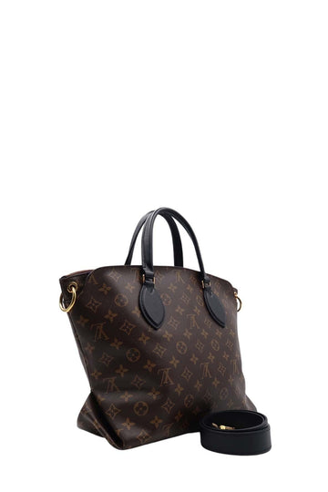 Monogram Flower Zip Tote MM Brown Black