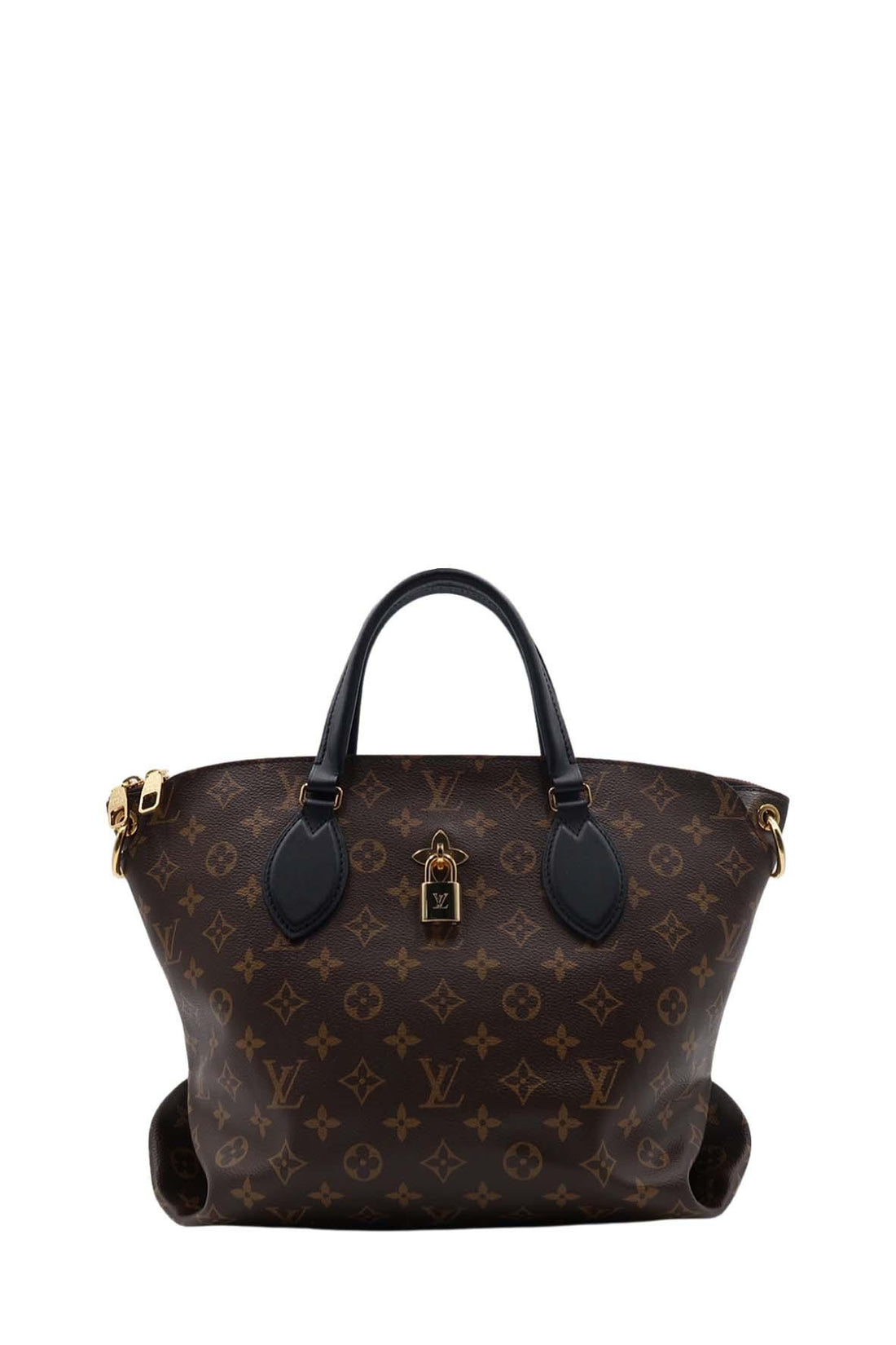 Monogram Flower Zip Tote MM Brown Black