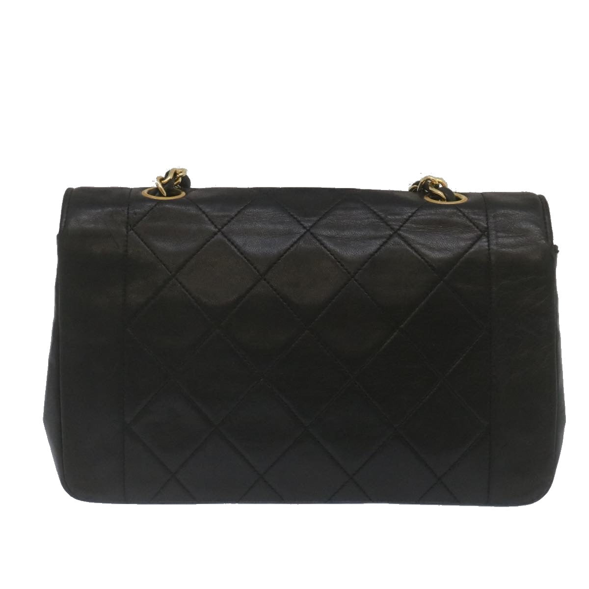 Chanel Matelasse Turn Lock Diana Chain Shoulder Bag Lamb Skin Black  lt403A