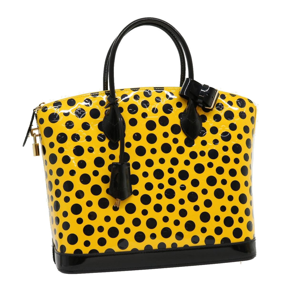 LOUIS VUITTON Vernis Dot Infinity Lockit MM Hand Bag Yellow M91398 Auth 67492SA