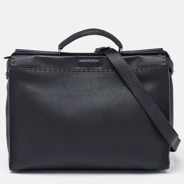 FENDI Black Romano Selleria Leather Peekaboo ISeeU Briefcase