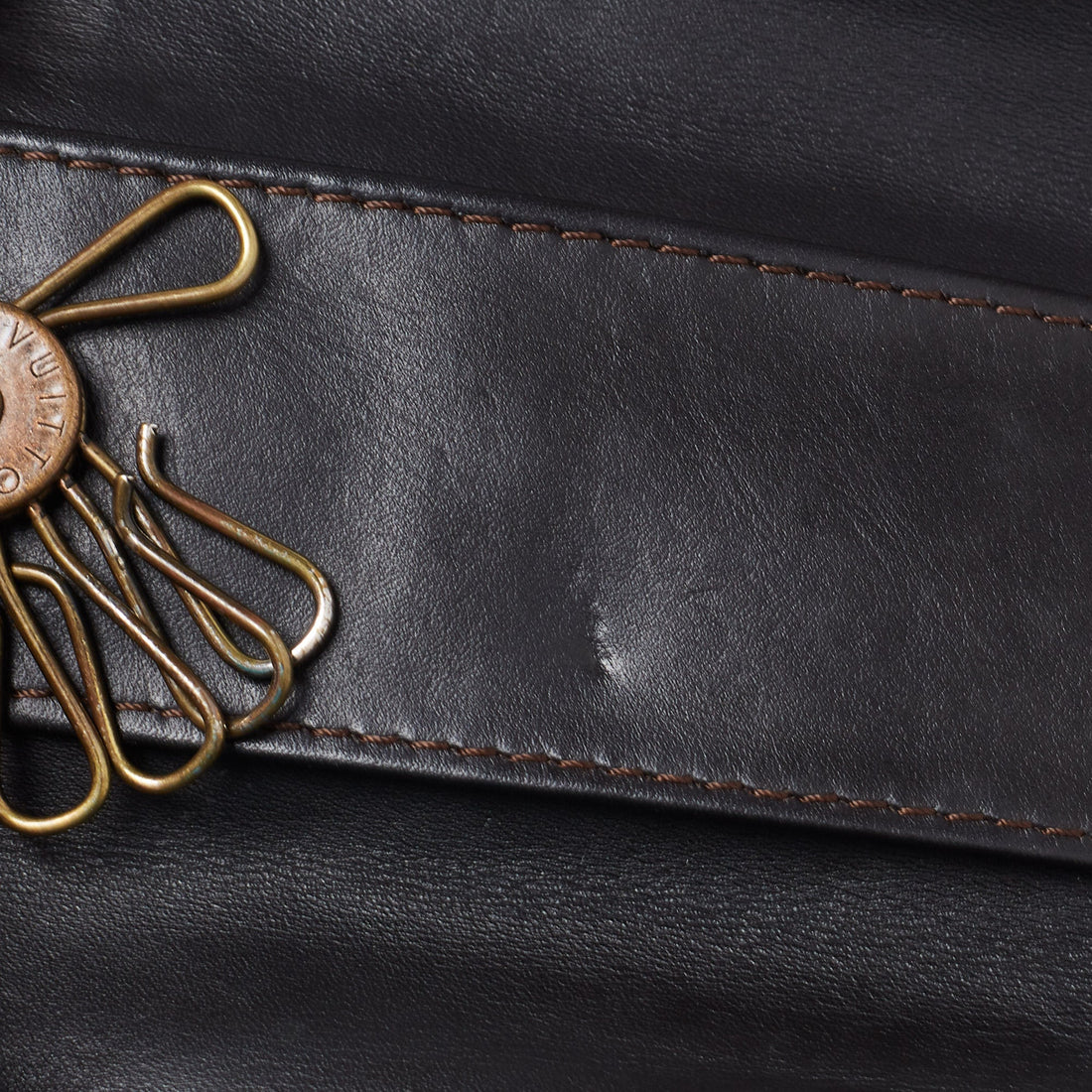 LOUIS VUITTON Brown Utah Leather Key Holder