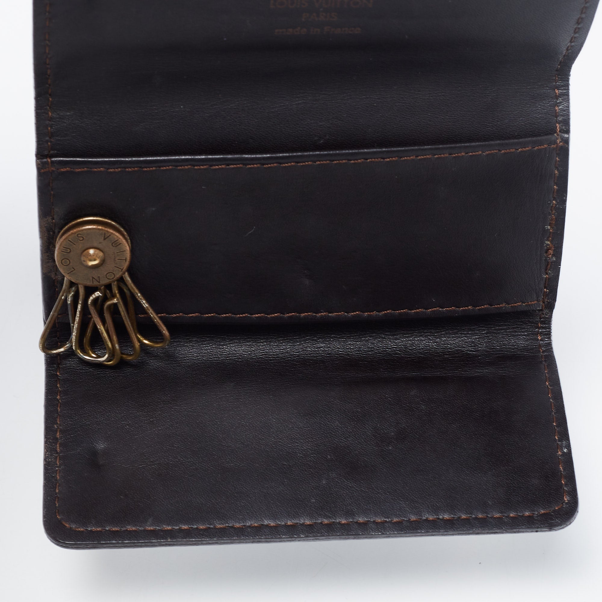 LOUIS VUITTON Brown Utah Leather Key Holder