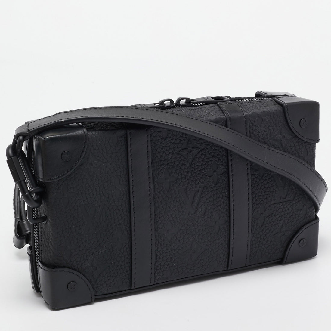 LOUIS VUITTON Black Monogram Taurillon Leather Soft Trunk Wallet