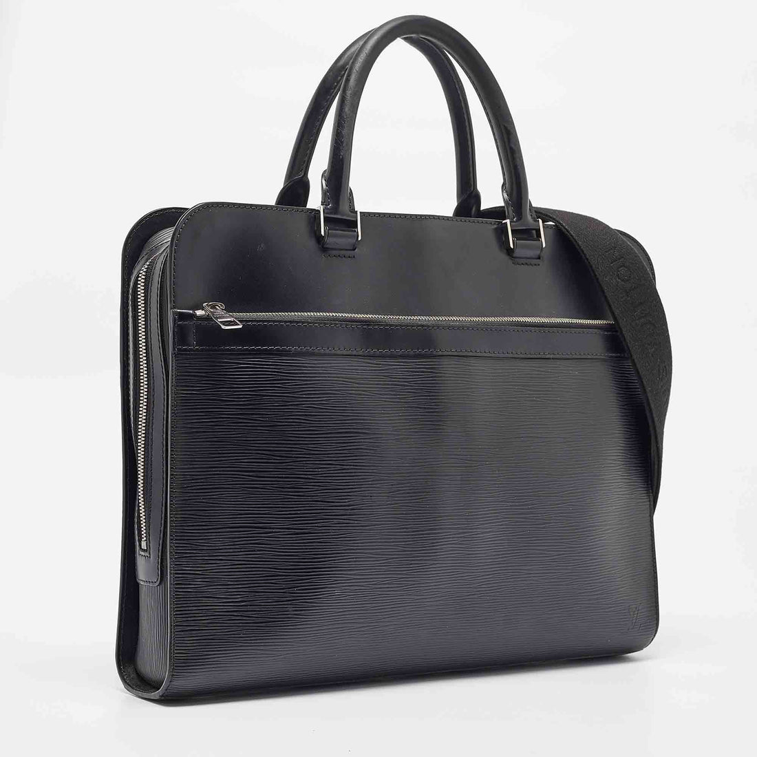 LOUIS VUITTON Black Epi Leather Bassano GM Briefcase