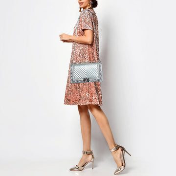 CHANEL Silver Quilted Leather New Medium Boy Flap Bag