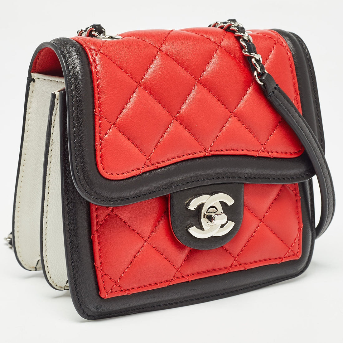 CHANEL Tricolor Quilted Leather Mini Graphic Flap Bag