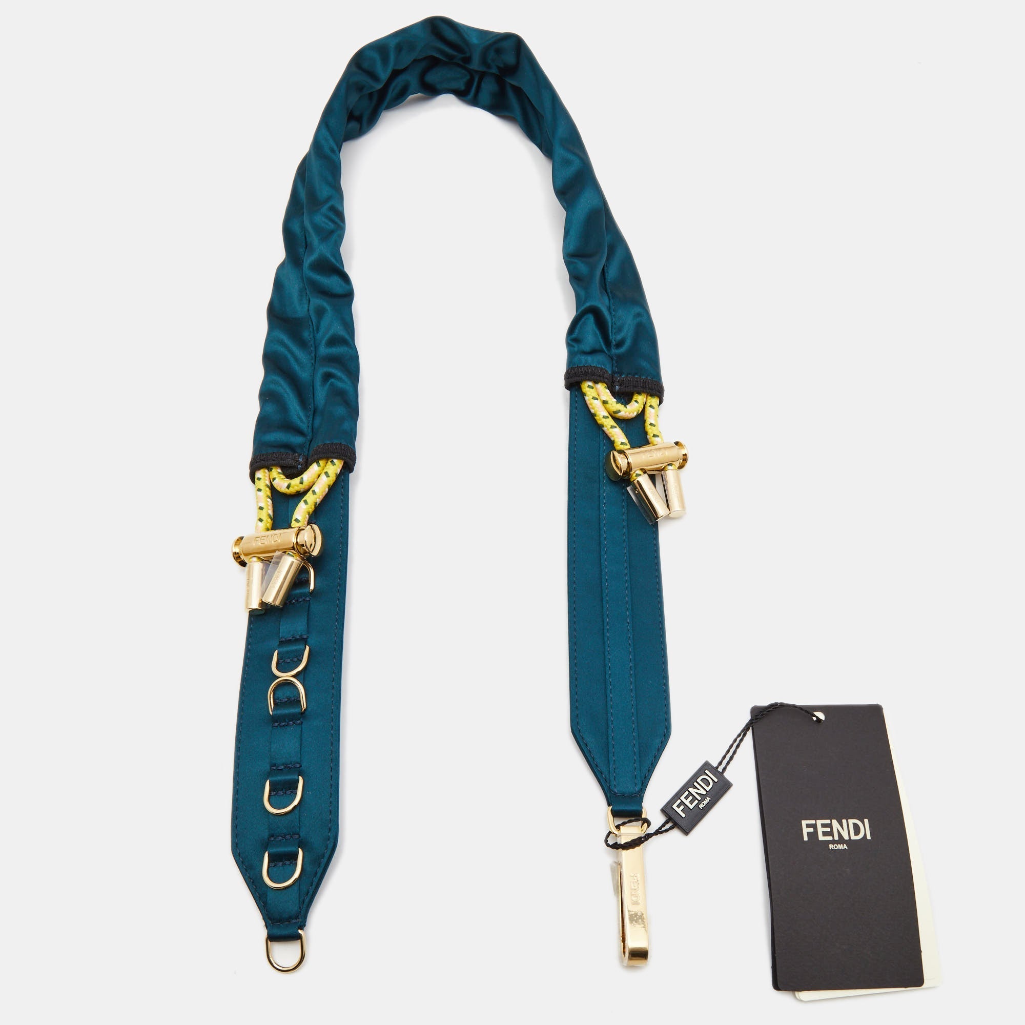 FENDI Teal Blue Satin Shoulder Strap